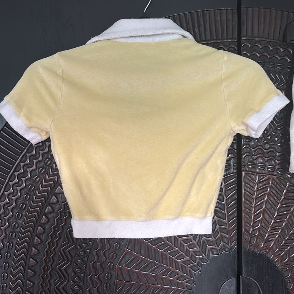 Reformation terry yellow two piece set polo crop top shorts XS - Picture 6 of 7